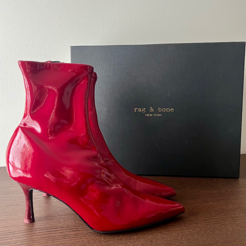 Rag & Bone Red Patent Booties Nwt Fits Us6-6.5